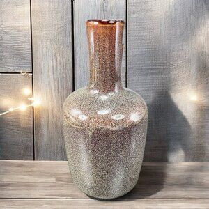 Bloomingville Small Bud Vase Brown Speckled Earthtone Glaze Bottle Shape Ceramic